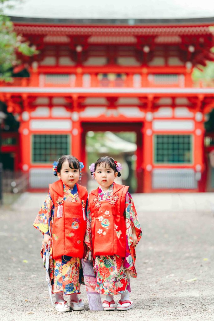 井草八幡宮で双子の七五三